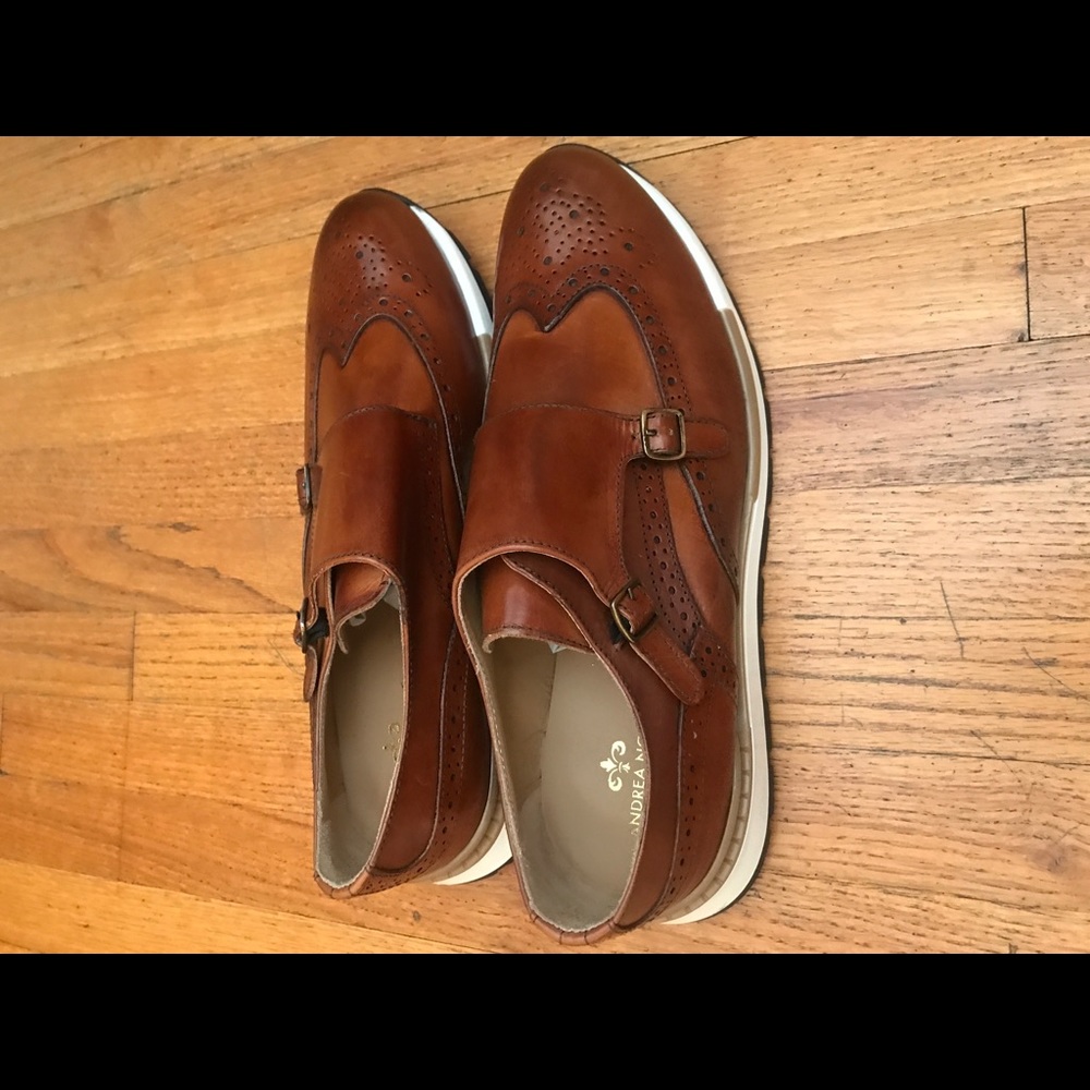 Brown all leather double monk strap sneaker size 12/46